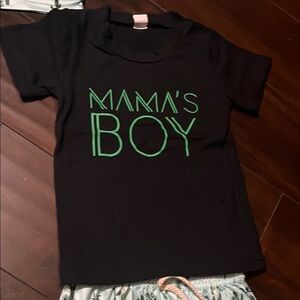Mama's Boy Black and Green Kids Matching Set